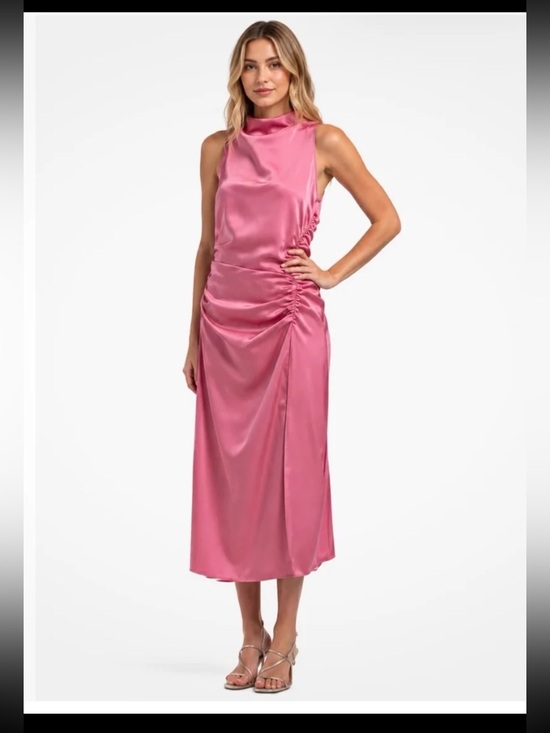 Parker Dresses & Skirts - NWT Parker The Ayla Satin ruched Midi Dress in Pink size 16